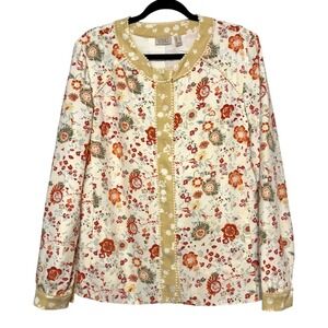 LOGO Cottagecore Floral Jacket Womens Size Medium Romantic Fairy Light Academia‎